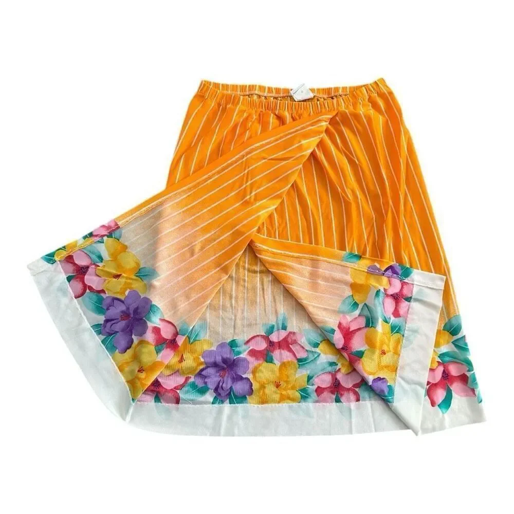 Vintage Floral Fiesta Wrap Skirt Sateen Sz M